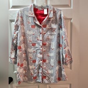 Women's Gray and Red Pajama Shirt Dress